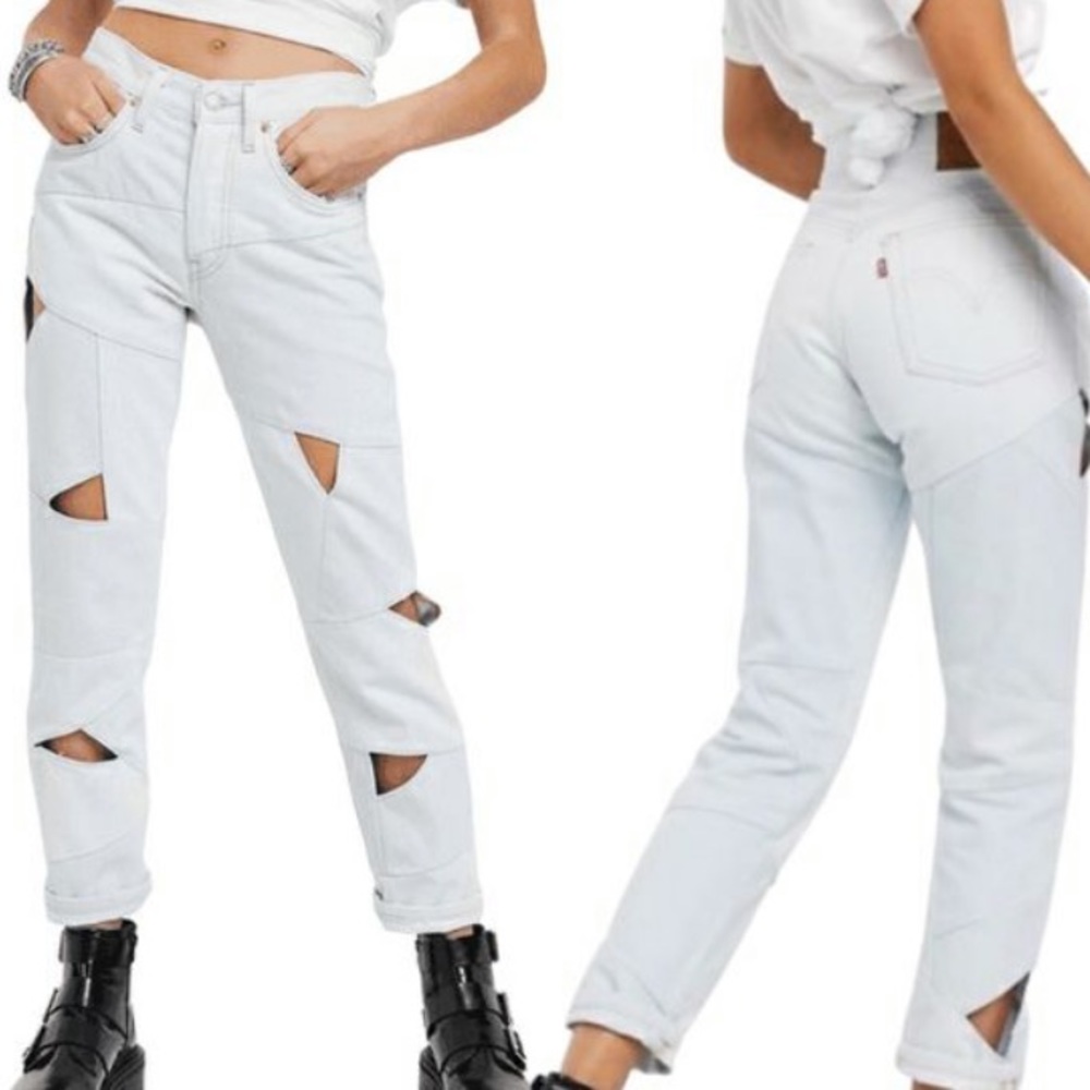 LEVIS 501 original cropped cut out jeans size 27